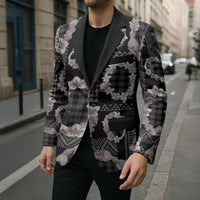 Hawaiian Leis Blazer Kakau Tattoos and Palaka Pastel Grayscale