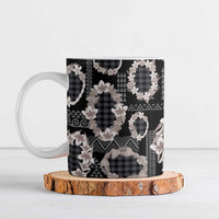 Hawaiian Leis Ceramic Mug Kakau Tattoos and Palaka Pastel Grayscale