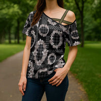 Hawaiian Leis Cross Shoulder Shirt Kakau Tattoos and Palaka Pastel Grayscale