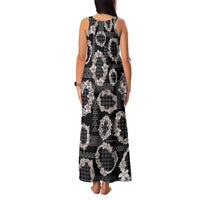 Hawaiian Leis Family Matching Tank Maxi Dress and Hawaiian Shirt Kakau Tattoos and Palaka Pastel Grayscale