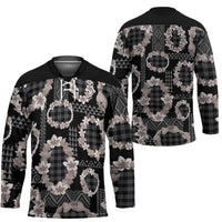 Hawaiian Leis Hockey Jersey Kakau Tattoos and Palaka Pastel Grayscale