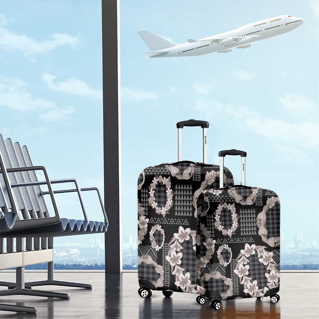 Hawaiian Leis Luggage Cover Kakau Tattoos and Palaka Pastel Grayscale