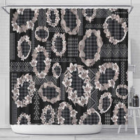 Hawaiian Leis Shower Curtain Kakau Tattoos and Palaka Pastel Grayscale LT03 - Polynesian Pride