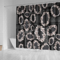 Hawaiian Leis Shower Curtain Kakau Tattoos and Palaka Pastel Grayscale LT03 - Polynesian Pride