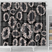 Hawaiian Leis Shower Curtain Kakau Tattoos and Palaka Pastel Grayscale LT03 - Polynesian Pride