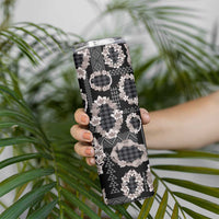 Hawaiian Leis Skinny Tumbler Kakau Tattoos and Palaka Pastel Grayscale