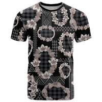 Hawaiian Leis T Shirt Kakau Tattoos and Palaka Pastel Grayscale LT03 Black - Polynesian Pride