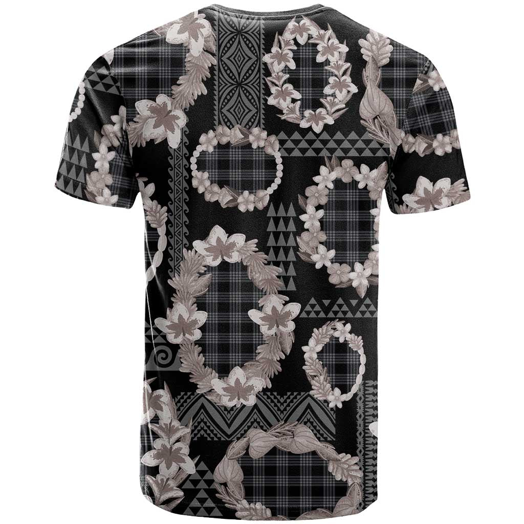 Hawaiian Leis T Shirt Kakau Tattoos and Palaka Pastel Grayscale LT03 - Polynesian Pride