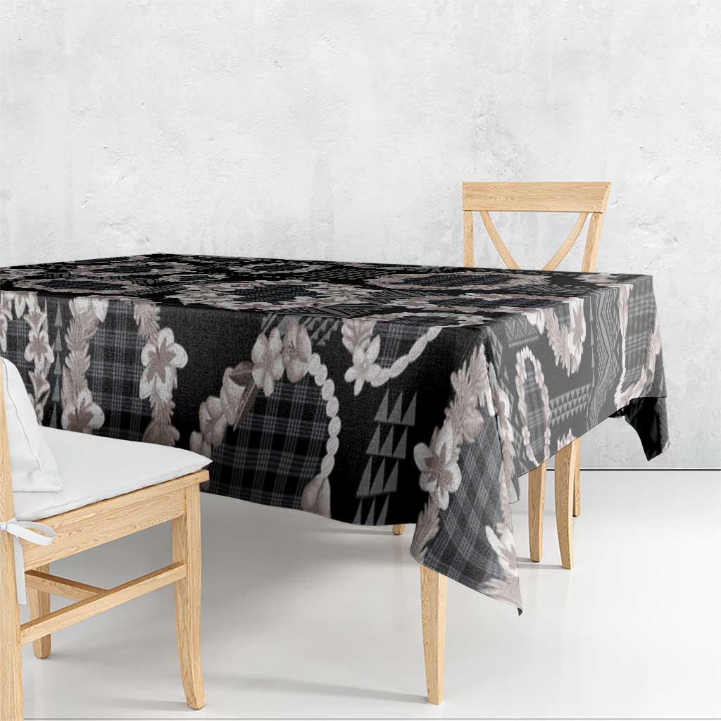 Hawaiian Leis Tablecloth Kakau Tattoos and Palaka Pastel Grayscale