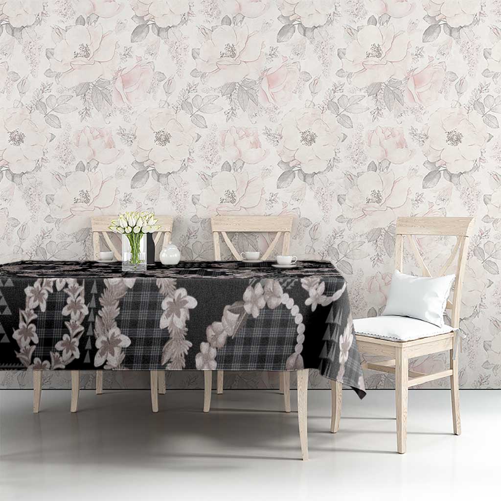 Hawaiian Leis Tablecloth Kakau Tattoos and Palaka Pastel Grayscale
