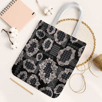 Hawaiian Leis Tote Bag Kakau Tattoos and Palaka Pastel Grayscale