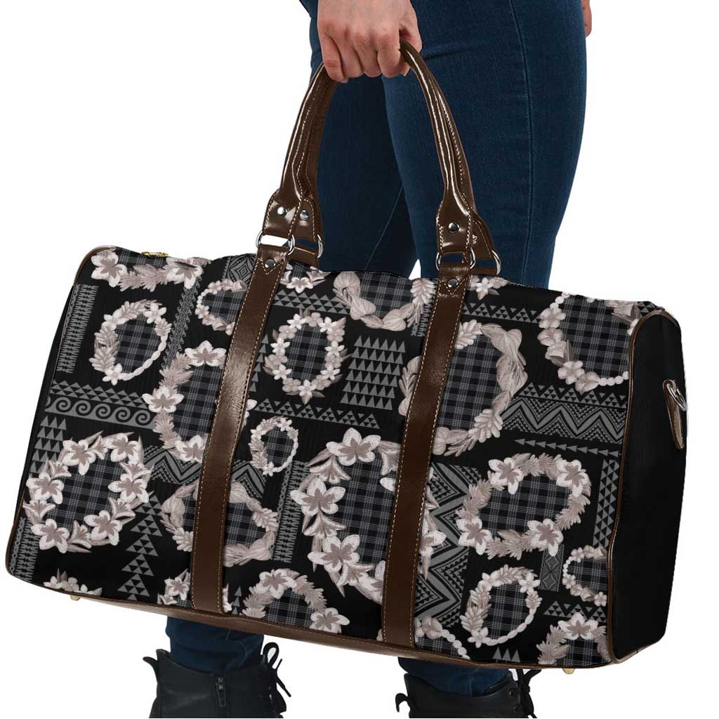 Hawaiian Leis Travel Bag Kakau Tattoos and Palaka Pastel Grayscale
