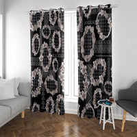 Hawaiian Leis Window Curtain Kakau Tattoos and Palaka Pastel Grayscale