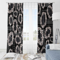 Hawaiian Leis Window Curtain Kakau Tattoos and Palaka Pastel Grayscale