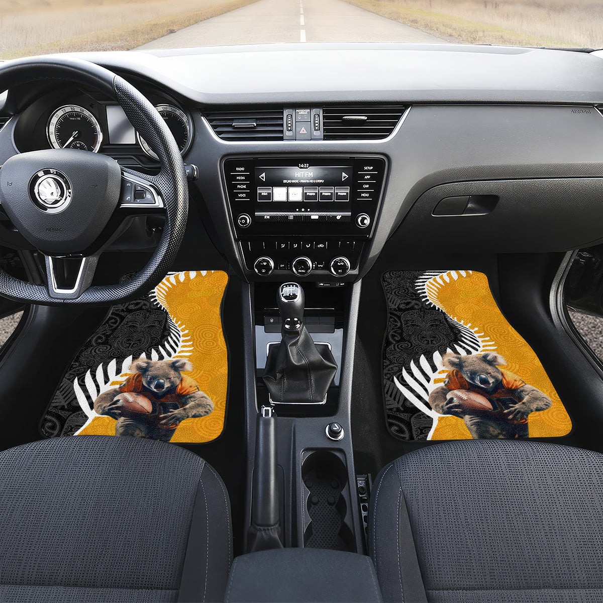 New Zealand and Australia Rugby Car Mats Koala and Maori Warrior Together