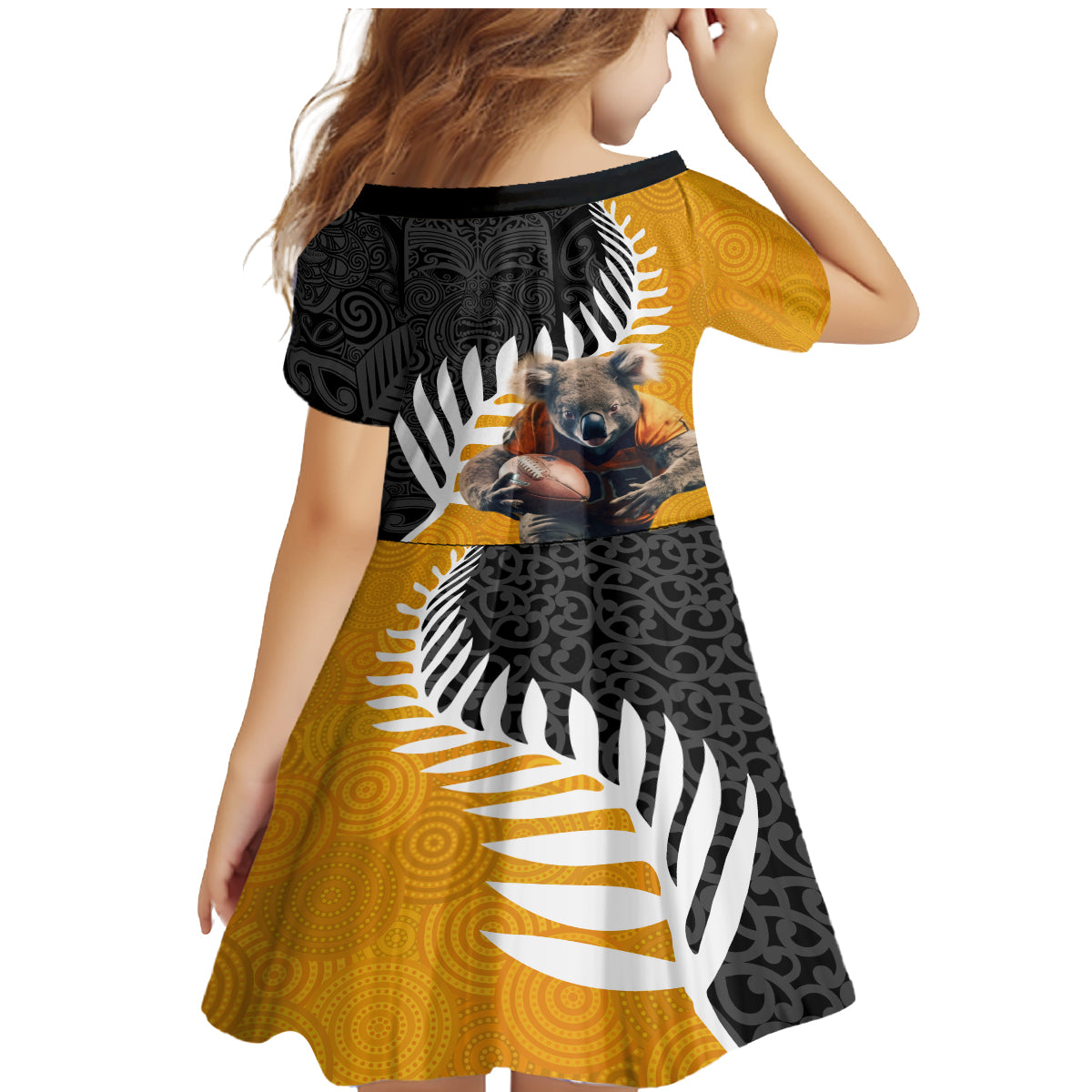 New Zealand and Australia Rugby Family Matching Mermaid Dress and Hawaiian Shirt Koala and Maori Warrior Together