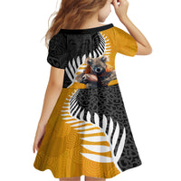 New Zealand and Australia Rugby Family Matching Off The Shoulder Long Sleeve Dress and Hawaiian Shirt Koala and Maori Warrior Together