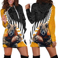 New Zealand and Australia Rugby Hoodie Dress Koala and Maori Warrior Together
