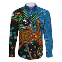 Fiji and Australia Family Matching Off Shoulder Short Dress and Hawaiian Shirt Palm Tree and Abogirinal Emu