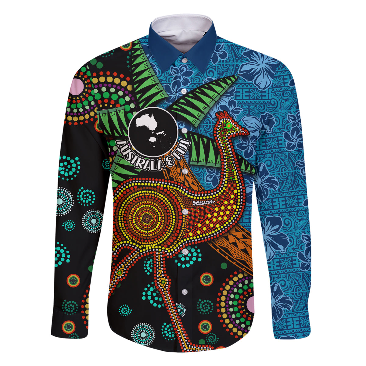 Fiji and Australia Family Matching Summer Maxi Dress and Hawaiian Shirt Palm Tree and Abogirinal Emu