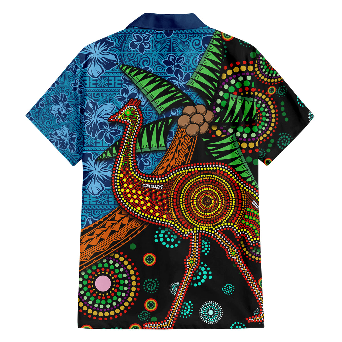 Fiji and Australia Family Matching Tank Maxi Dress and Hawaiian Shirt Palm Tree and Abogirinal Emu