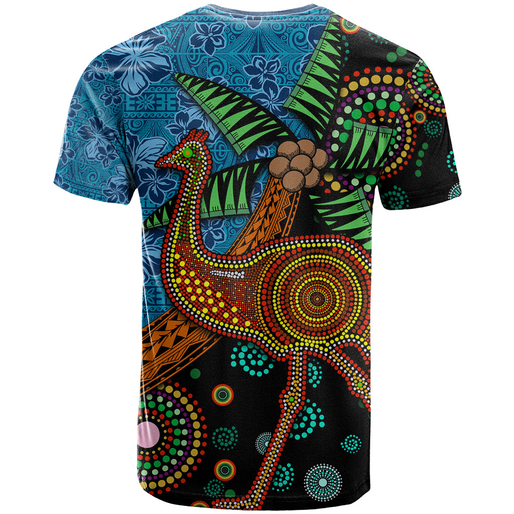Fiji and Australia T Shirt Palm Tree and Abogirinal Emu