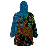 Fiji and Australia Wearable Blanket Hoodie Palm Tree and Abogirinal Emu LT03 - Polynesian Pride