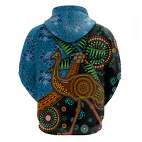 Fiji and Australia Zip Hoodie Palm Tree and Abogirinal Emu