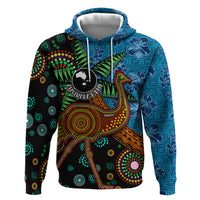 Fiji and Australia Zip Hoodie Palm Tree and Abogirinal Emu