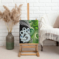 New Zealand Koru Natural Canvas Wall Art Manaia and Silver Fern Maori Pattern