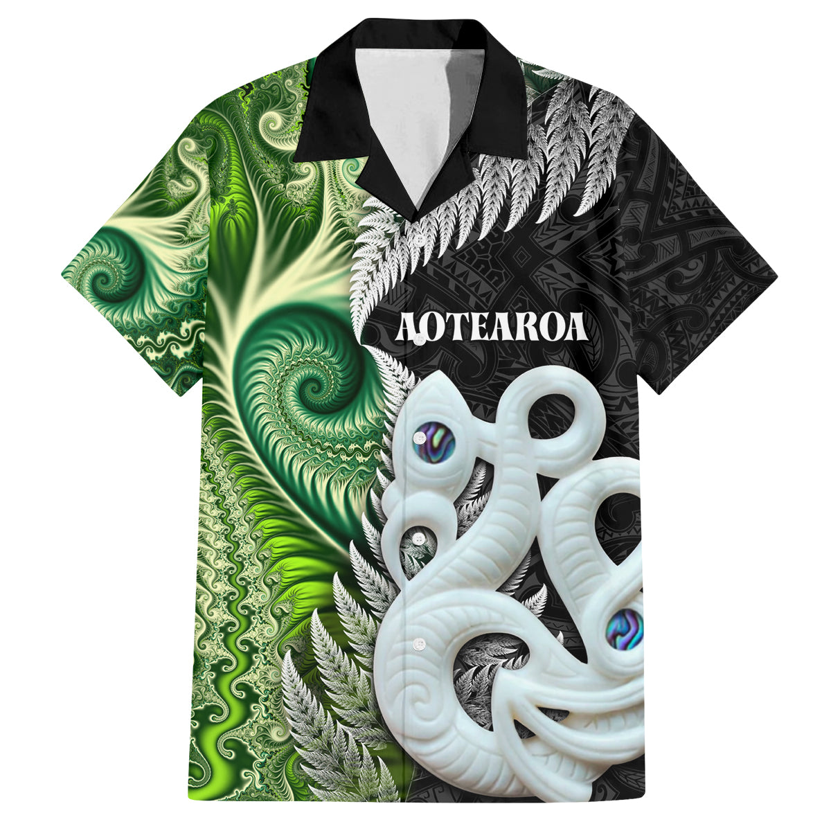 New Zealand Koru Natural Family Matching Tank Maxi Dress and Hawaiian Shirt Manaia and Silver Fern Maori Pattern