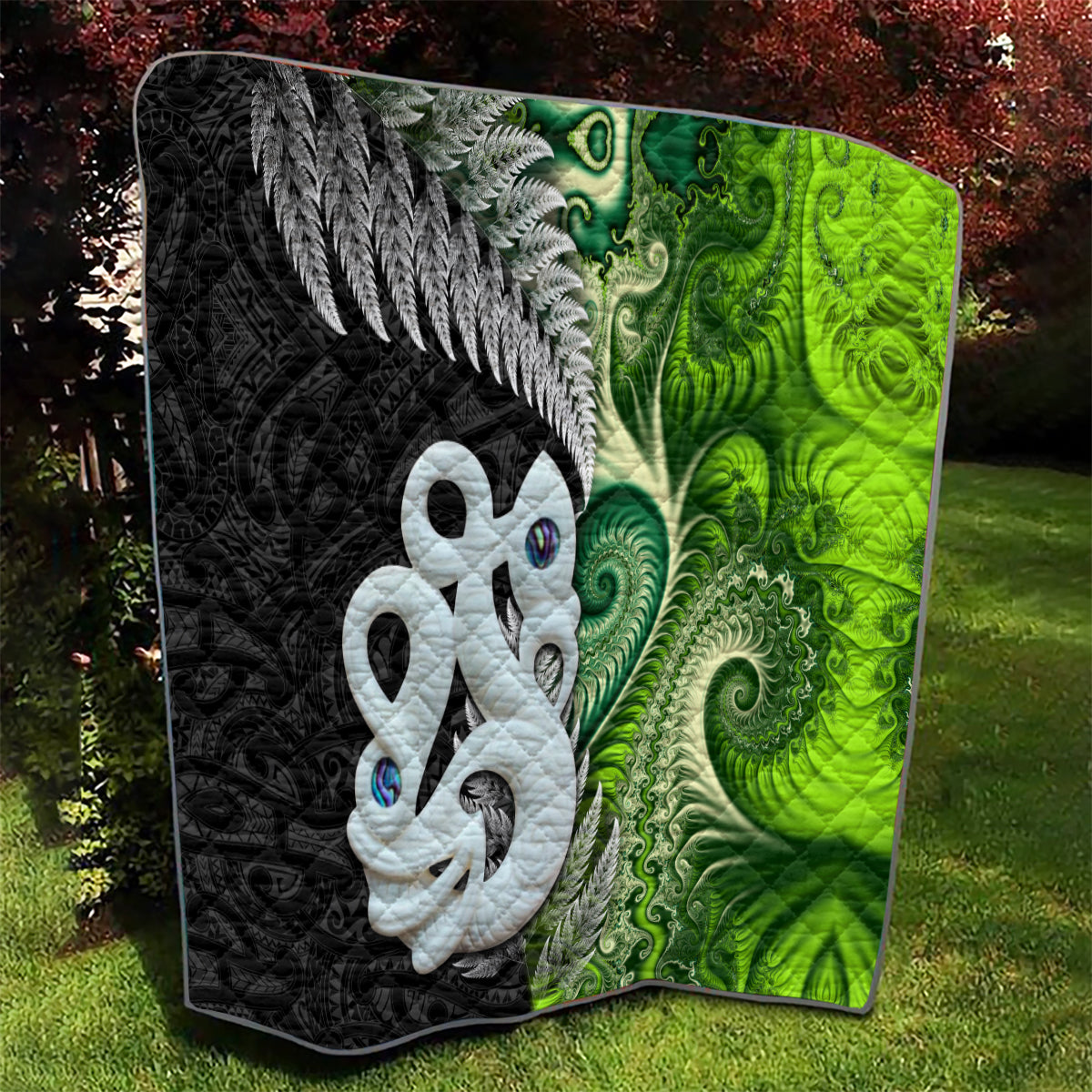 New Zealand Koru Natural Quilt Manaia and Silver Fern Maori Pattern