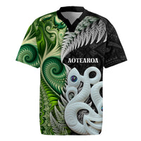 New Zealand Koru Natural Rugby Jersey Manaia and Silver Fern Maori Pattern