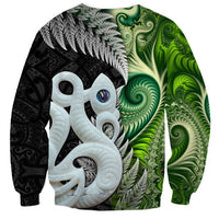New Zealand Koru Natural Sweatshirt Manaia and Silver Fern Maori Pattern