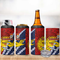 Kiribati Independence Day 4 in 1 Can Cooler Tumbler Polynesian and Melanesian Art Tattoo