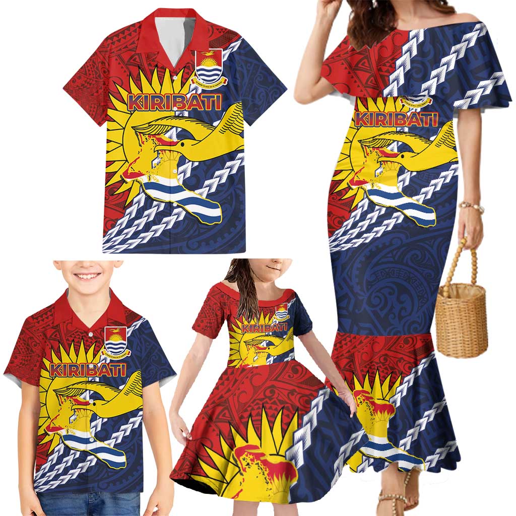 Kiribati Independence Day Family Matching Mermaid Dress and Hawaiian Shirt Polynesian and Melanesian Art Tattoo