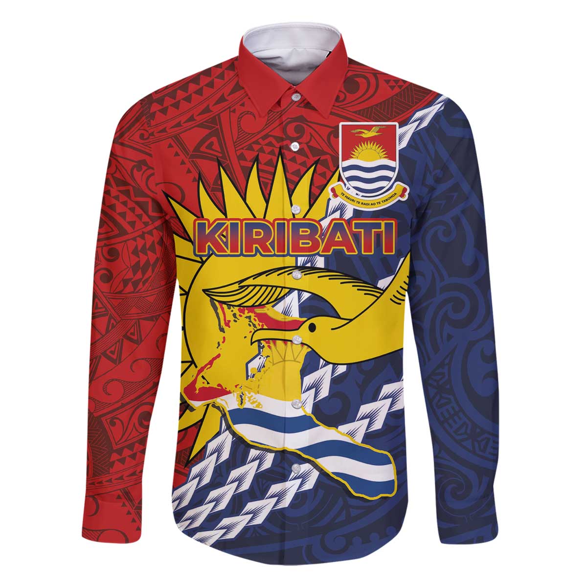 Kiribati Independence Day Family Matching Off The Shoulder Long Sleeve Dress and Hawaiian Shirt Polynesian and Melanesian Art Tattoo