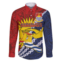 Kiribati Independence Day Family Matching Off The Shoulder Long Sleeve Dress and Hawaiian Shirt Polynesian and Melanesian Art Tattoo