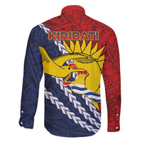 Kiribati Independence Day Family Matching Off The Shoulder Long Sleeve Dress and Hawaiian Shirt Polynesian and Melanesian Art Tattoo