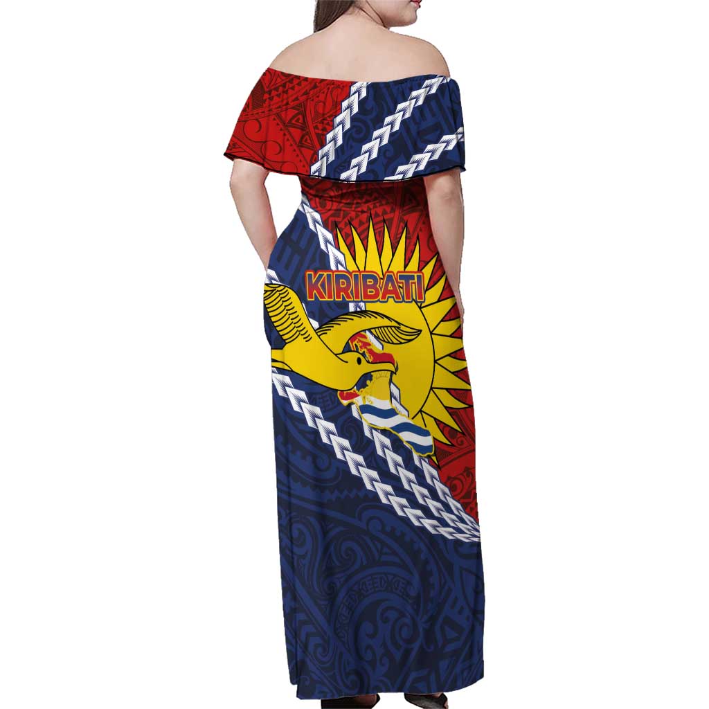 Kiribati Independence Day Family Matching Off Shoulder Maxi Dress and Hawaiian Shirt Polynesian and Melanesian Art Tattoo