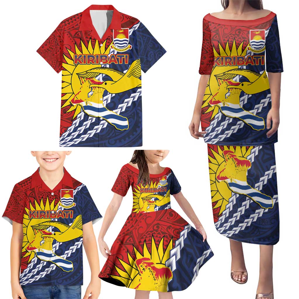Kiribati Independence Day Family Matching Puletasi and Hawaiian Shirt Polynesian and Melanesian Art Tattoo