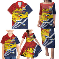 Kiribati Independence Day Family Matching Puletasi and Hawaiian Shirt Polynesian and Melanesian Art Tattoo
