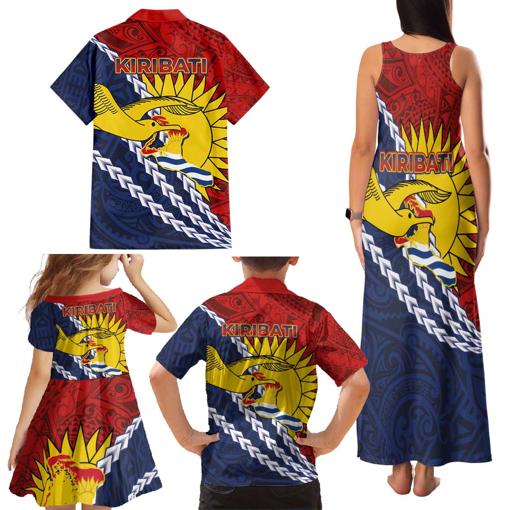 Kiribati Independence Day Family Matching Tank Maxi Dress and Hawaiian Shirt Polynesian and Melanesian Art Tattoo
