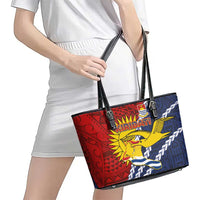 Kiribati Independence Day Leather Tote Bag Polynesian and Melanesian Art Tattoo