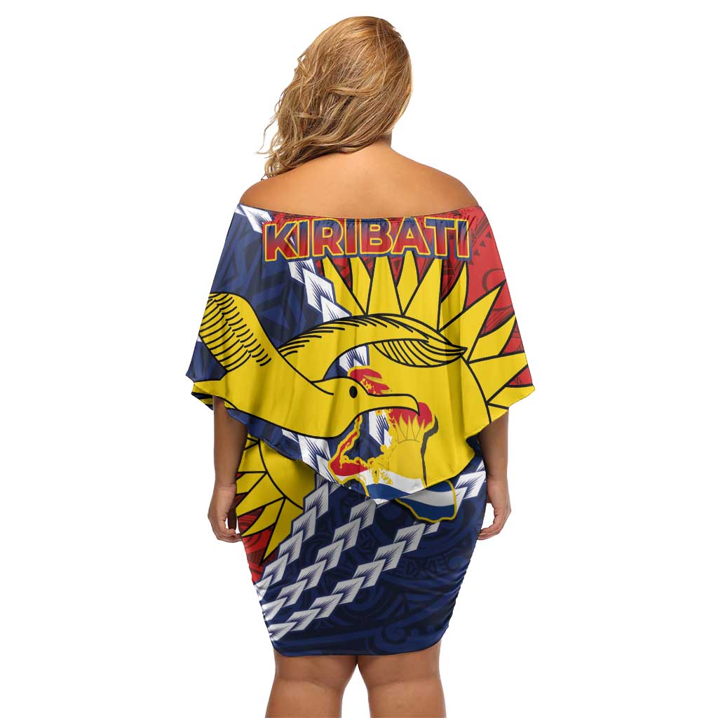 Kiribati Independence Day Off Shoulder Short Dress Polynesian and Melanesian Art Tattoo