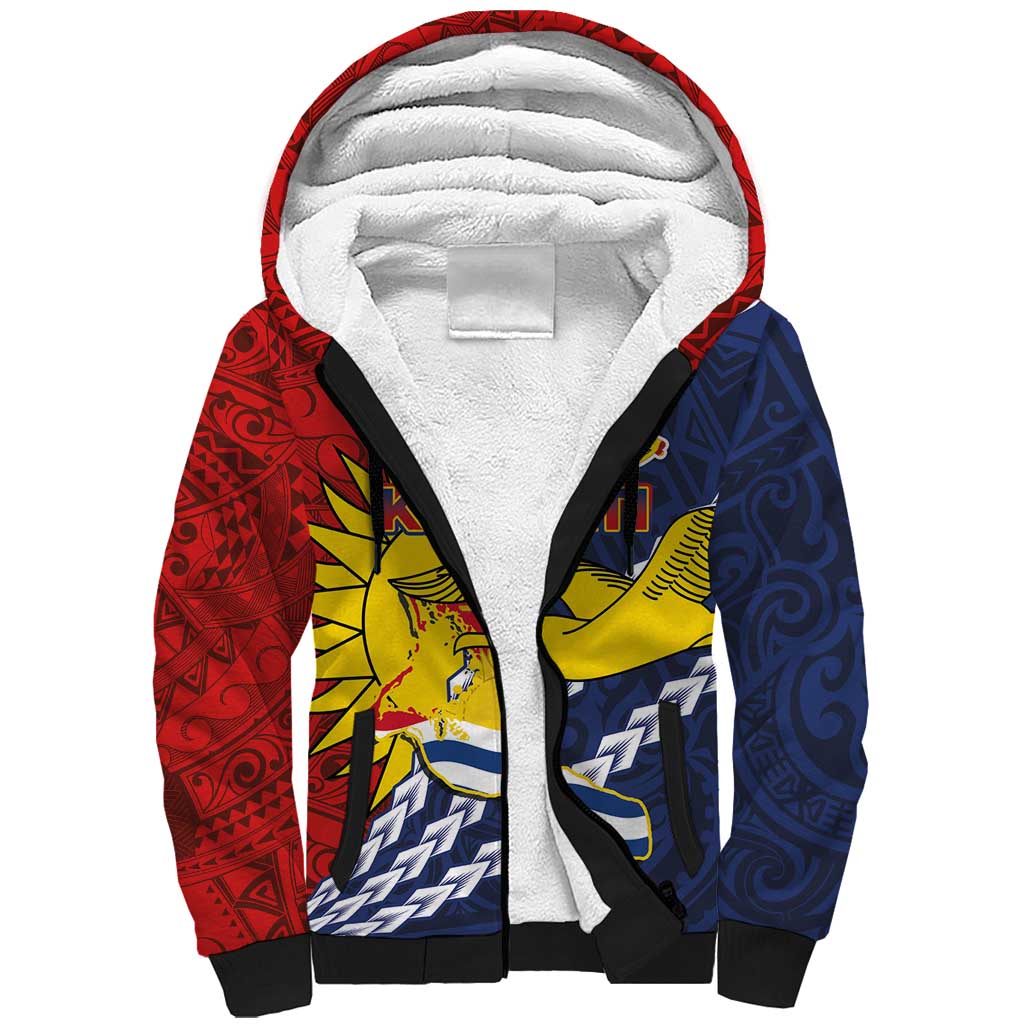 Kiribati Independence Day Sherpa Hoodie Polynesian and Melanesian Art Tattoo