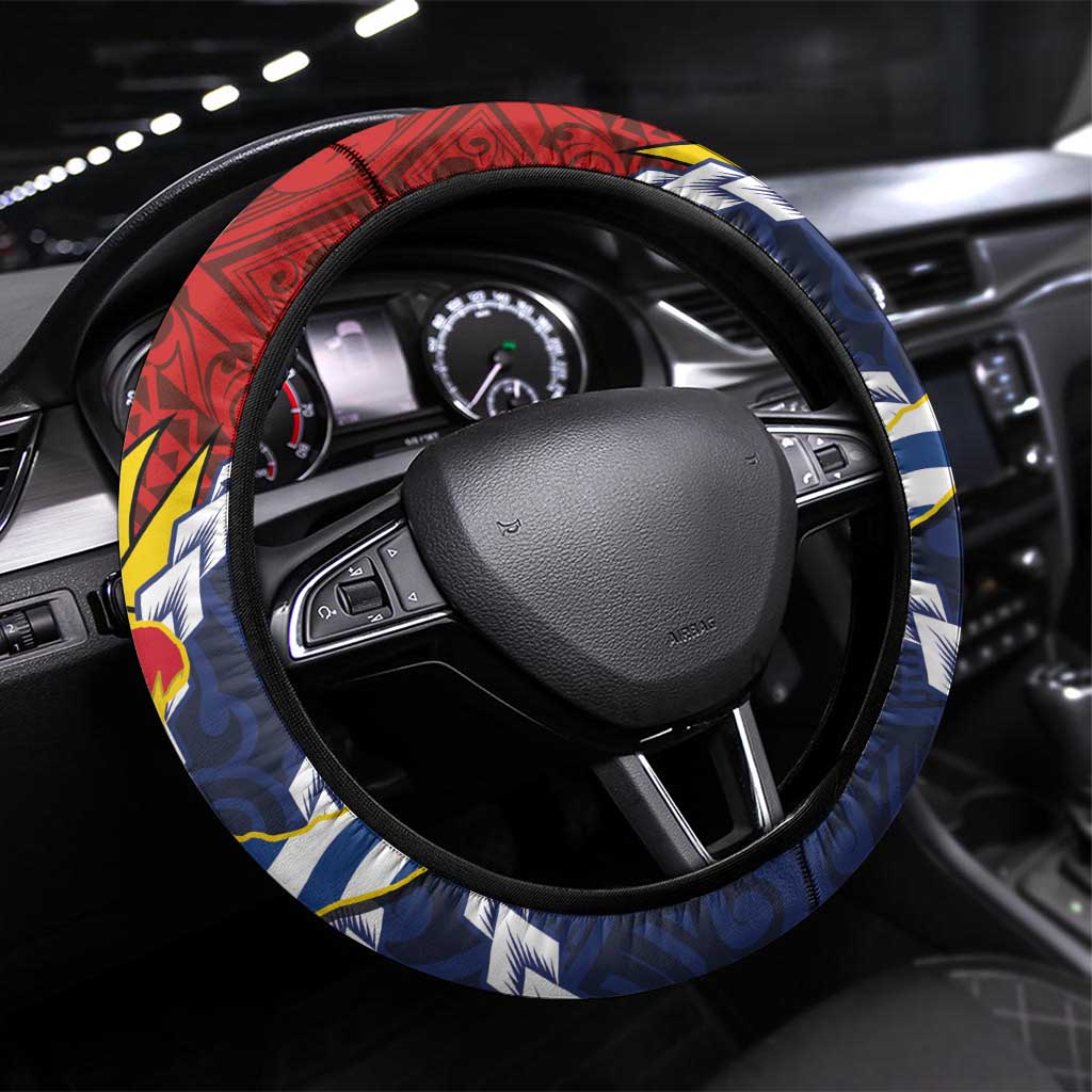 Kiribati Independence Day Steering Wheel Cover Polynesian and Melanesian Art Tattoo