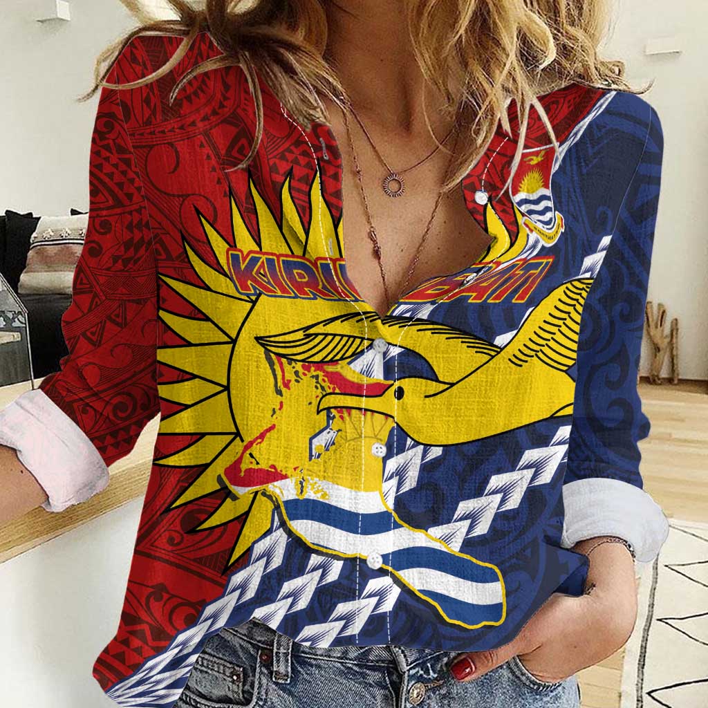 Kiribati Independence Day Women Casual Shirt Polynesian and Melanesian Art Tattoo