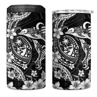 Guam Dolphins Tribal Tattoo 4 in 1 Can Cooler Tumbler Polynesian Art and Tropical Flower Grayscale LT03 One Size: 16 oz Black - Polynesian Pride