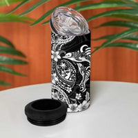 Guam Dolphins Tribal Tattoo 4 in 1 Can Cooler Tumbler Polynesian Art and Tropical Flower Grayscale LT03 - Polynesian Pride